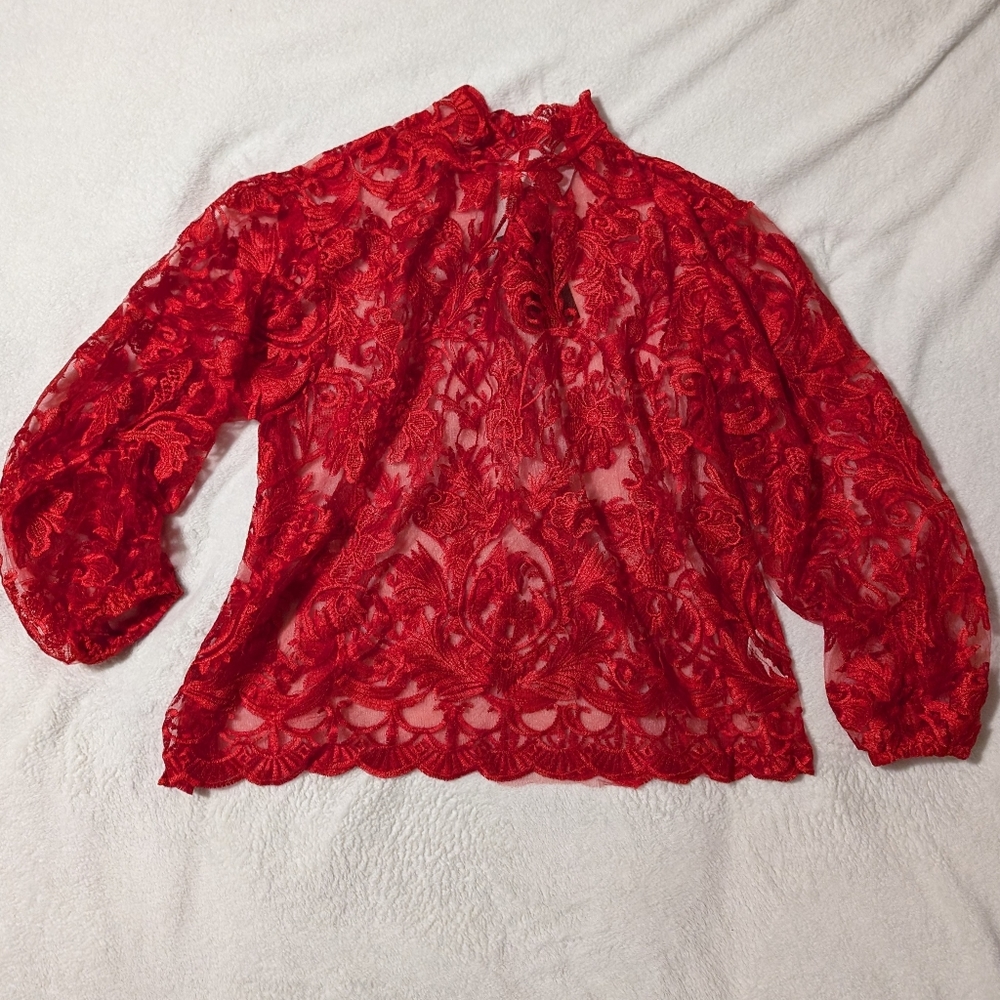 Eloquii Lace Mock Neck Blouse